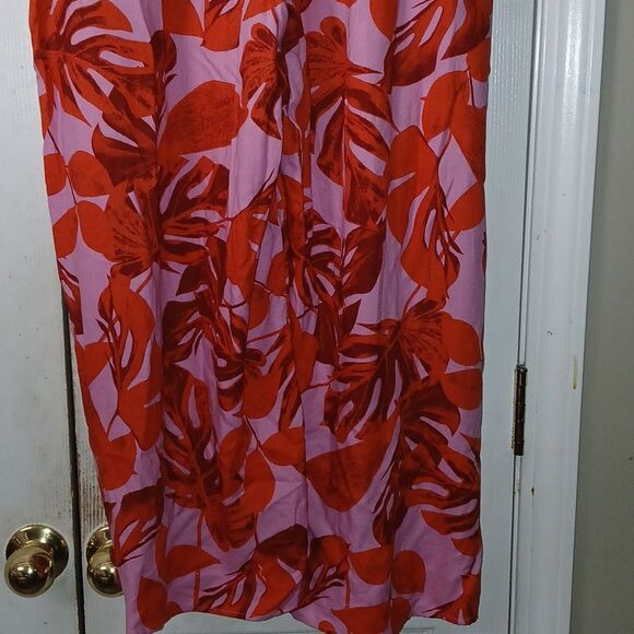 Curations tulip hem lounge wide leg tropical pull-on crop pants Sz LP - Picture 7 of 9